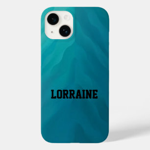 Individuelle Name aquamarine Glasstruktur Case-Mate iPhone 14 Hülle