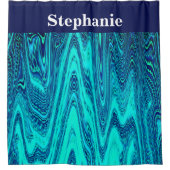 Individuelle Name Aquamariner Blauer Ozean Wave Ab Duschvorhang (Vorderseite)