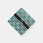 Individuelle Name aquamariner Glitzer Chevronen Serviette (Ecke)