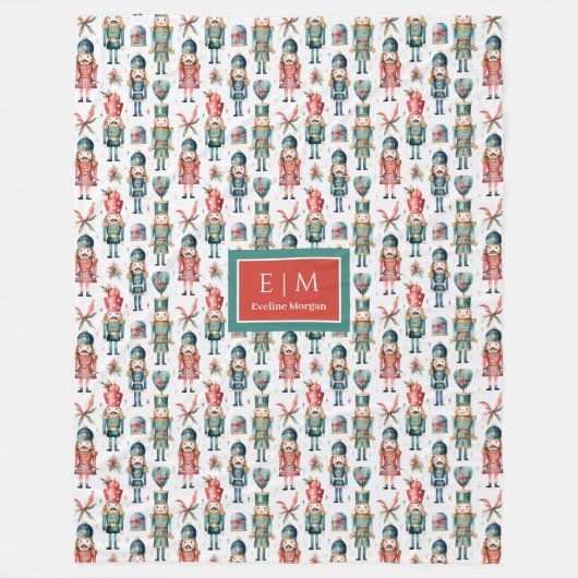 Individuelle Name Aquarell Nutcracker Urlaubsdecke Fleecedecke (Vorderseite)