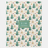 Individuelle Name Aquarell Weihnachtsbäume Fleece (Vorderseite)