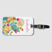 Individuelle Name Aquarellfarben-Blume Gepäckanhänger (Vorderseite (Horizontal))