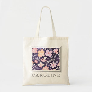 Individuelle Name Aquarellfarbene Blume Frühling Tragetasche