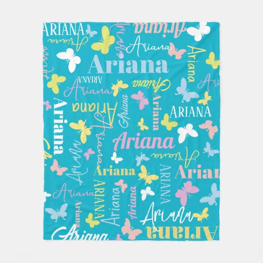 Individuelle Name Ariana aqua Fleecedecke (Vorderseite)