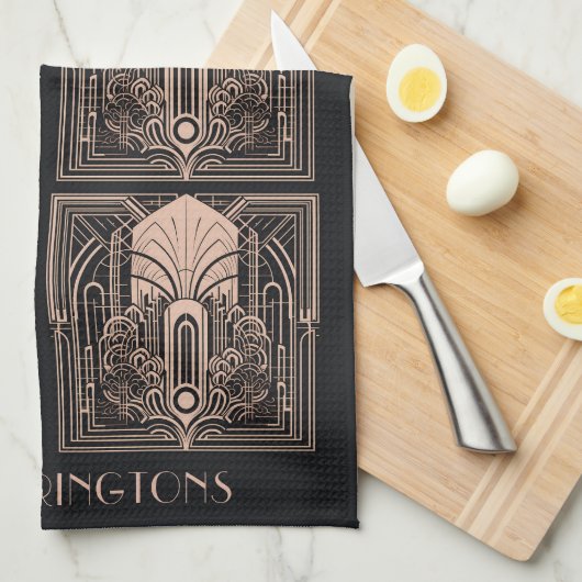 Individuelle Name Art Deco Geschirrtuch (Viertel Falte)