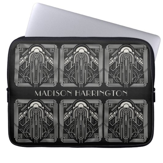 Individuelle Name Art Deco Laptopschutzhülle (Vorderseite)