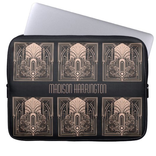 Individuelle Name Art Deco Laptopschutzhülle (Vorderseite)
