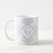 Individuelle Name Art Deco Pastel Rainbow Floral M Kaffeetasse (Links)