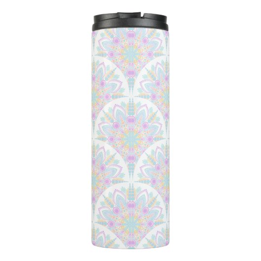 Individuelle Name Art Deco Pastel Rainbow Floral M Thermosbecher (Rückseite)