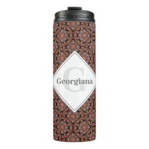 Individuelle Name Art Deco Safari Sunset Boho Mand Thermosbecher