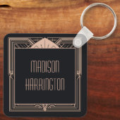 Individuelle Name Art Deco Schlüsselanhänger (Rückseite)