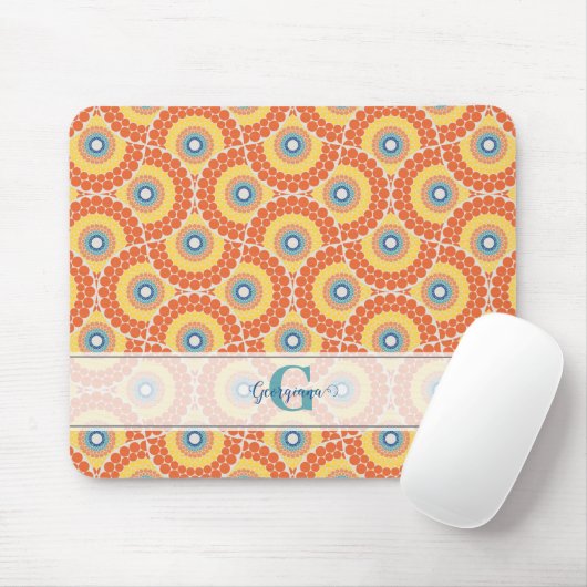 Individuelle Name Art Deco Sommer Radiant Mandala Mousepad (Mit Mouse)
