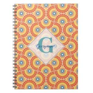 Individuelle Name Art Deco Sommer Radiant Mandala Notizblock