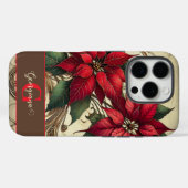 Individuelle Name Art Nouveau Christmas Poinsettia Case-Mate iPhone Hülle (Rückseite (Horizontal))