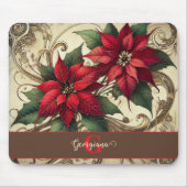 Individuelle Name Art Nouveau Christmas Poinsettia Mousepad (Vorne)