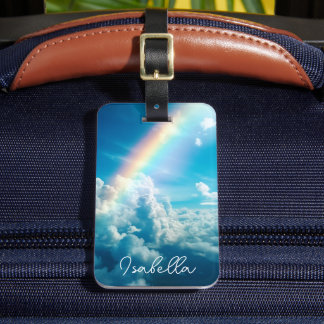 Individuelle Name Ästhetischer Regenbogen und Wolk Gepäckanhänger