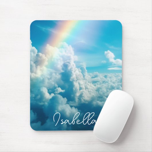 Individuelle Name Ästhetischer Regenbogen und Wolk Mousepad (Mit Mouse)