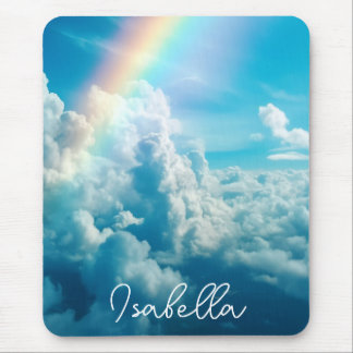 Individuelle Name Ästhetischer Regenbogen und Wolk Mousepad