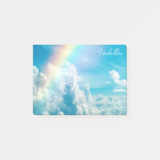 Individuelle Name Ästhetischer Regenbogen und Wolk Post-it Klebezettel