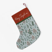 Individuelle Name auf botanischem Holly-Berry-Must Kleiner Weihnachtsstrumpf (Rückseite (Hängend))