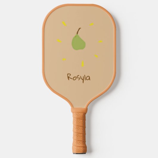 Individuelle Name auf braune Birne gemalt Pickleball Schläger (Vorderseite)