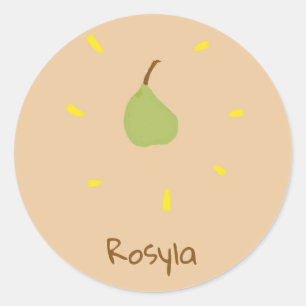 Individuelle Name auf braune Birne gemalt Runder Aufkleber