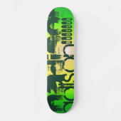 Individuelle Name auf Neongelb und Grün Skateboard (Vorderseite)