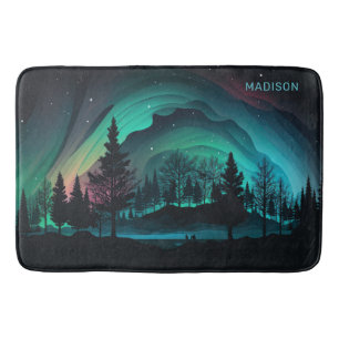 Individuelle Name Aurora Borealis Illustration Badematte