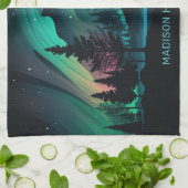Individuelle Name Aurora Borealis Illustration Geschirrtuch (Gefaltet)