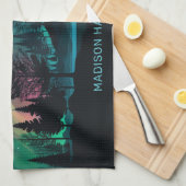 Individuelle Name Aurora Borealis Illustration Geschirrtuch (Viertel Falte)