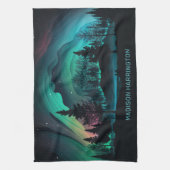 Individuelle Name Aurora Borealis Illustration Geschirrtuch (Vertikal)