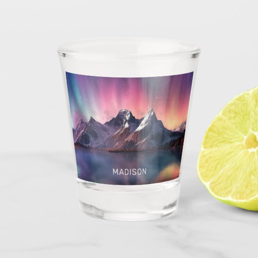 Individuelle Name Aurora Borealis Schnapsglas (Vorderseite)