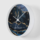 Individuelle Name aus blauem Marmor und Letter Clo Uhr (Winkel)