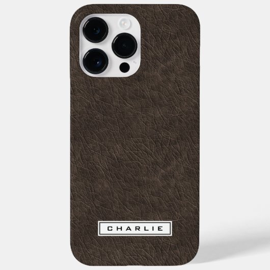 Individuelle Name aus dunkelbraunem Leder Case-Mate iPhone Hülle (Rückseite)