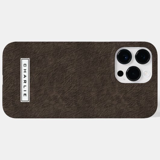 Individuelle Name aus dunkelbraunem Leder Case-Mate iPhone Hülle (Rückseite (Horizontal))