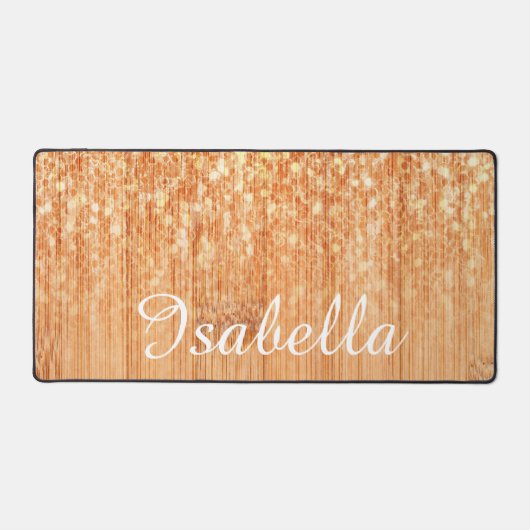 individuelle Name aus funkelnd orangefarbenem Bamb Schreibtischunterlage (Vorderseite)