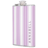 individuelle Name aus lila und weißen Streifen Flachmann (Links)