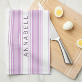 individuelle Name aus lila und weißen Streifen Geschirrtuch (Viertel Falte)