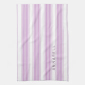 individuelle Name aus lila und weißen Streifen Geschirrtuch (Vertikal)