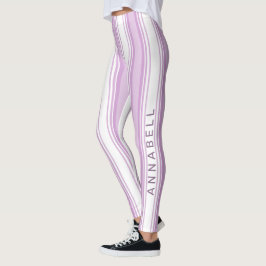 individuelle Name aus lila und weißen Streifen Leggings