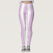 individuelle Name aus lila und weißen Streifen Leggings (Vorderseite)