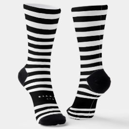 Individuelle Name aus schwarzem und weißem Streife Socken