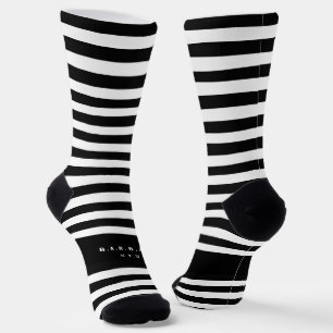 Individuelle Name aus schwarzem und weißem Streife Socken