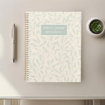 Individuelle Name aus weichem Beige und Sage Folia Planer<br><div class="desc">Individuell gestalteter Spiralplaner mit natürlichem,  elegantem Blattmuster mit individuelle Name auf weichem beigefarbenem Hintergrund.</div>