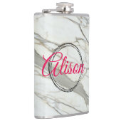 Individuelle Name aus weißem Marmor Flachmann (Rechts)