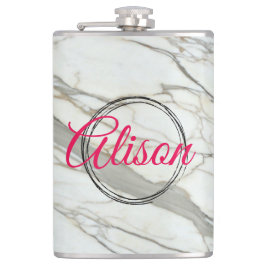 Individuelle Name aus weißem Marmor Flachmann