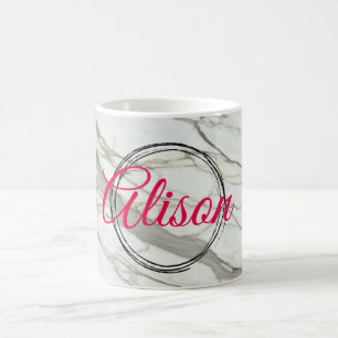 Individuelle Name aus weißem Marmor Kaffeetasse