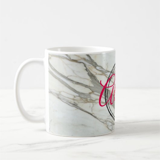 Individuelle Name aus weißem Marmor Kaffeetasse (Links)