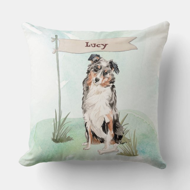 Individuelle Name Australian Shepherd Pet Dog Kissen (Vorderseite)