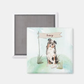 Individuelle Name Australian Shepherd Pet Dog Magnet (Vorderseite/Rückseite)
